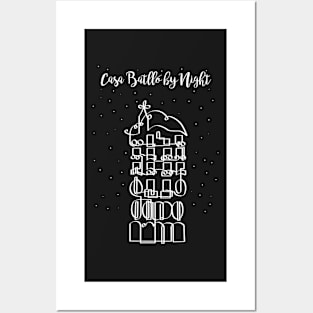 Casa Batllo by Night in onedraw Posters and Art